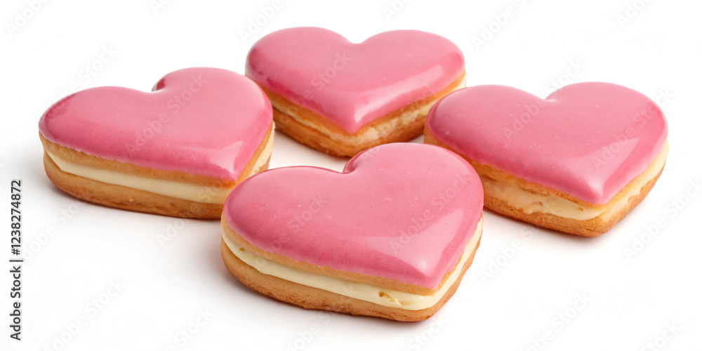 A Delicious Pink Heart-Shaped Donut Isolated on a Background, Ideal for Sweet Celebrations A Delicious Pink Heart-Shaped Donut Isolated on a Background, Ideal for Sweet Celebrations