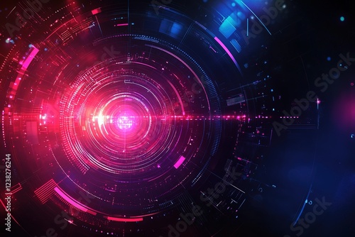 Wallpaper Mural Futuristic hi tech digital interface with floating data points dynamic electronic connections and a glowing energy network Abstract technology background with a modern innovative. Torontodigital.ca