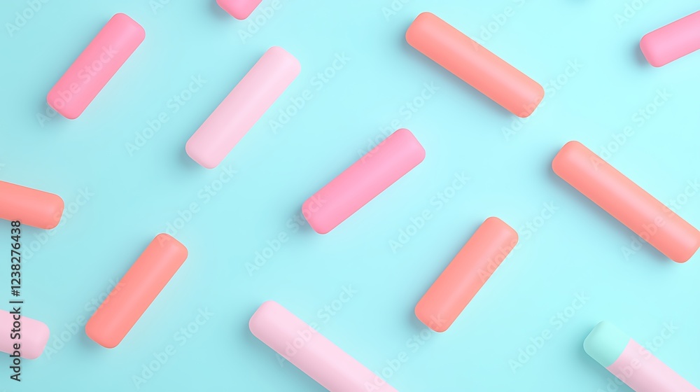 Colorful Cylindrical Shapes on a Soft Blue Background for Creative Projects and Modern Design Inspiration Colorful Cylindrical Shapes on a Soft Blue Background for Creative Projects and Modern Design Inspiration