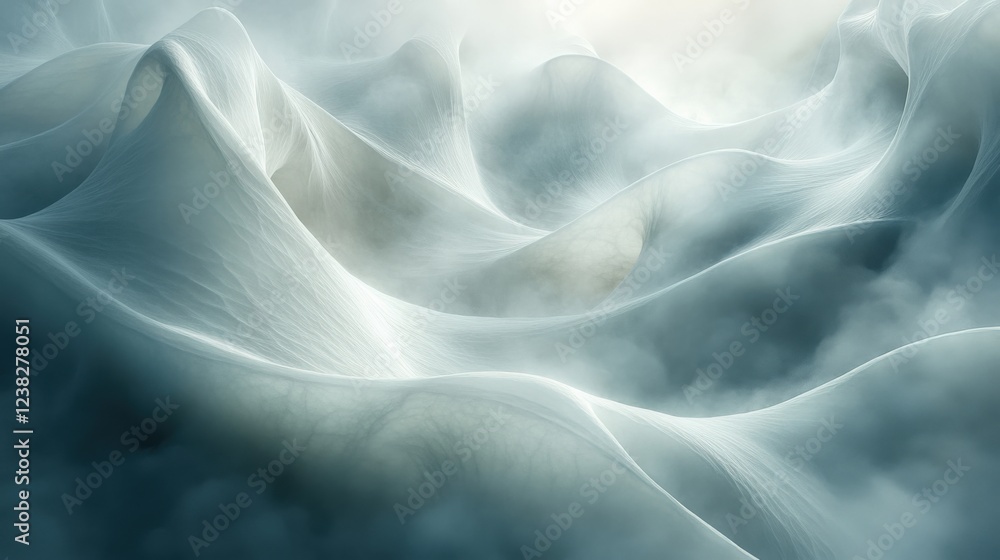 Obraz premium Waves of Mist and Light Create a Surreal Landscape in Soft Hues. Generative AI