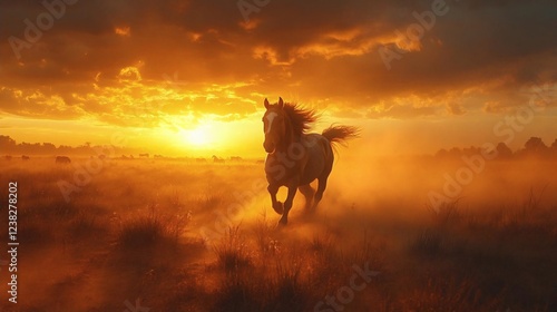 Sunset Stallion: A Golden Hour Equestrian Scene