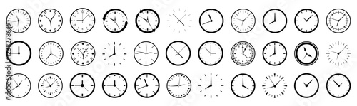 Set of time clock icons. Circle clock icons collection