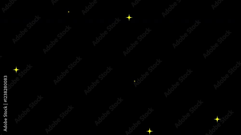 Glitter sparkle animated Black screen, 4K Chroma key 3d animation. White shining dust light.Twinkle star glitter sparkle, white cartoon, flat, vector, doodles style stars blinking, glitter