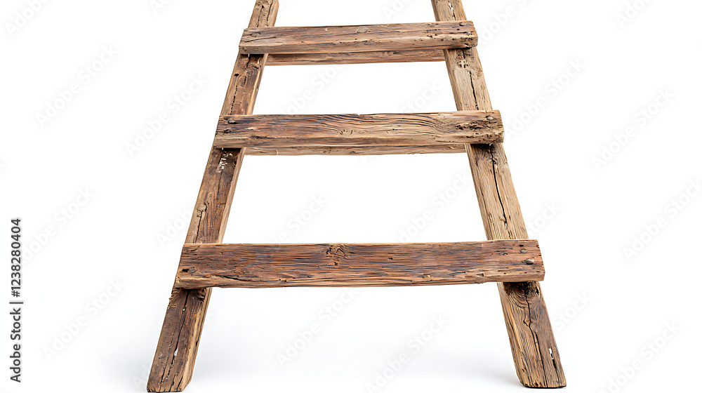 A wooden ladder with three steps A wooden ladder with three steps