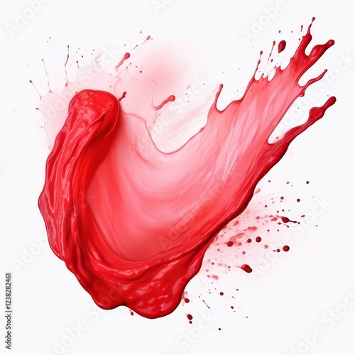 Vibrant Red Paint Splash and Stain Freezing the Moment of Dynamic Artistic Expression in Creative Background for Visual Design Purposes