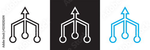 Consolidation icon  set. Merge symbol. Simple consolidate abstract icon in black, white and blue symbol for website design, app, UI. isolated on white and black background. vector illustration. EPS 10