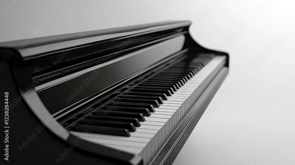 A stylish black digital piano with a sleek design, isolated against a white backdrop for a modern aesthetic. A stylish black digital piano with a sleek design, isolated against a white backdrop for a modern aesthetic.