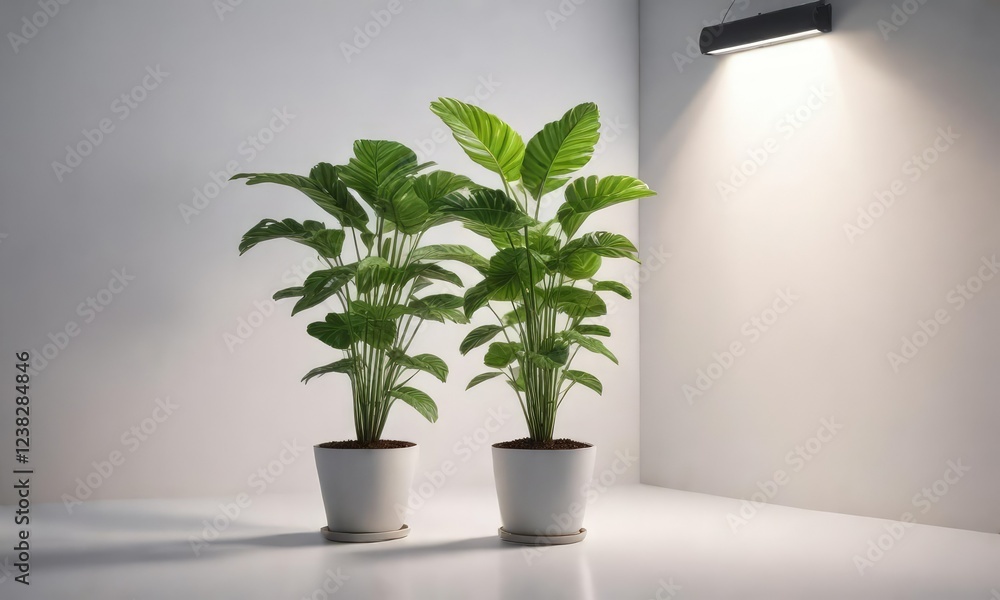 Softbox light illuminated studio space with piper betle plant isolated on white background, plant on table, greenery, botanical Softbox light illuminated studio space with piper betle plant isolated on white background, plant on table, greenery, botanical