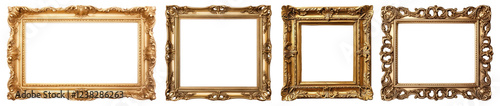 Vintage gold frame png cut out element set, transparent background
