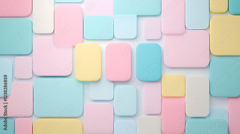 Colorful geometric shapes in pastel hues arranged in a modern pattern suitable for backgrounds and designs Colorful geometric shapes in pastel hues arranged in a modern pattern suitable for backgrounds and designs