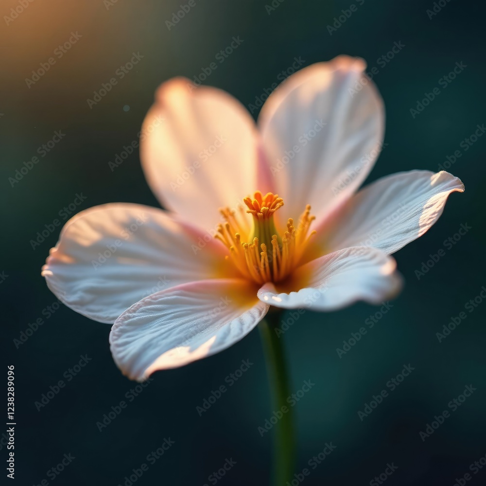 Fototapeta premium Muted luminescence seeps from a decaying flower, subtle shimmer, gentle glow, soft light