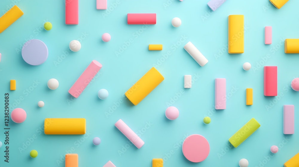 Colorful Geometric Shapes on a Soft Blue Background for Creative Design and Art Projects Colorful Geometric Shapes on a Soft Blue Background for Creative Design and Art Projects