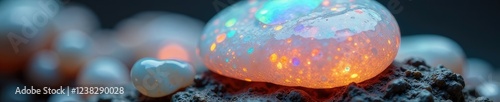 Opal Halbedelstein in hellen Farbt?nen mit Wellenmustern, dekorative steine, opalescent photo