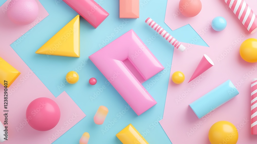 Fototapeta premium Colorful Geometric Shapes on a Soft Pastel Background for Creative and Modern Design Projects