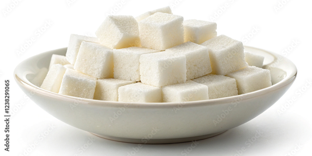 Sugar Cubes in Bowl Isolated for Culinary Presentation Sugar Cubes in Bowl Isolated for Culinary Presentation