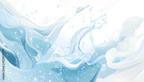 Abstract Blue Water Swirls and Bubbles Design