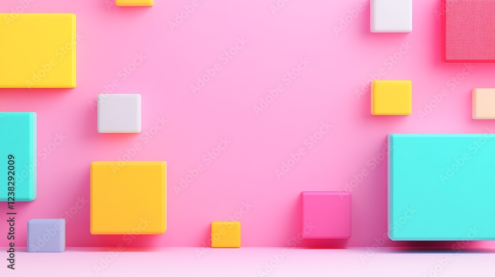 Colorful Geometric Shapes on Pink Background Creating a Playful and Modern Artistic Design Element Colorful Geometric Shapes on Pink Background Creating a Playful and Modern Artistic Design Element