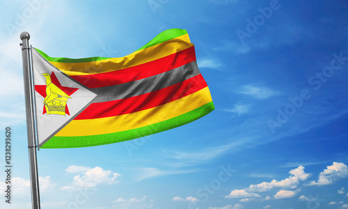 Zimbabwe National Flag, waving in the sky, High Reg image, National flag of the country, Government, Symbol of the country, Clothing flag, political, official color of flag photo