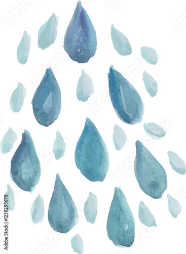 waterdrops hand drawn watercolor illustration