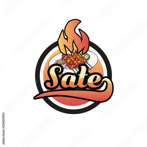 Sate indonesia food vintage logo template design