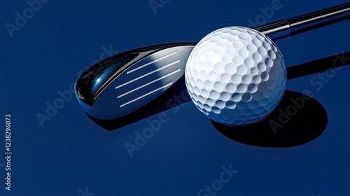 Wallpaper Mural A golf club and ball positioned on a dark blue background, emphasizing sports equipment. Torontodigital.ca