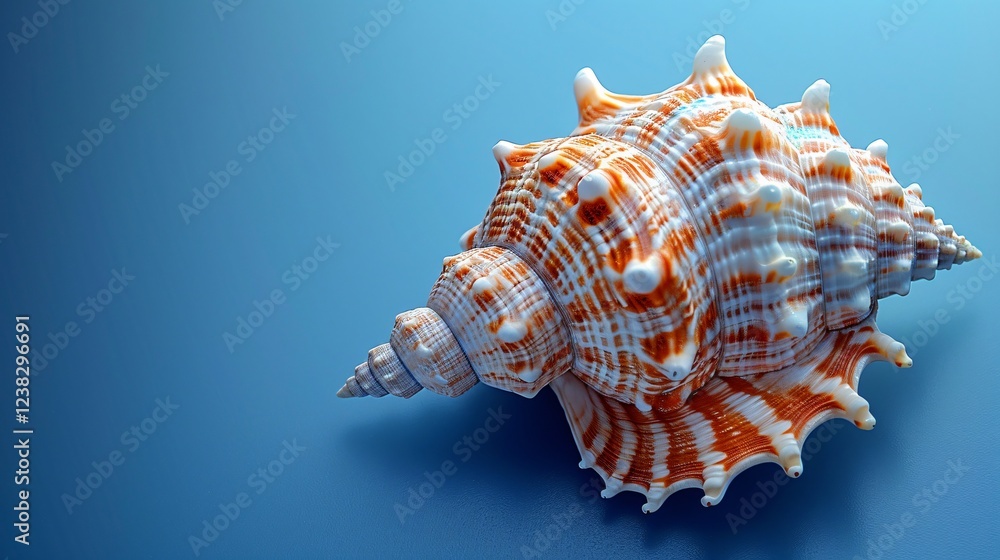 Sea shell on blue background isolated