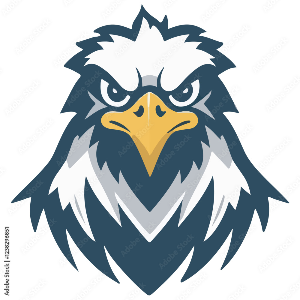 Fototapeta premium Powerful eagle head illustration with sharp eyes and bold details. Perfect for sports logos, branding, and patriotic designs. High-quality vector with transparent background