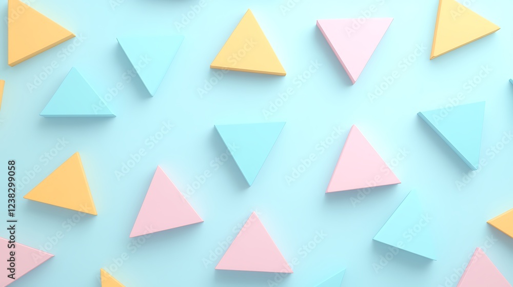 Colorful Triangles in Pastel Shades on a Soft Blue Background for Creative Designs and Artistic Concepts Colorful Triangles in Pastel Shades on a Soft Blue Background for Creative Designs and Artistic Concepts