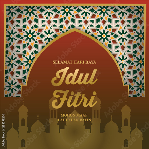 Selamat hari raya idul fitri celebration holiday banner concept