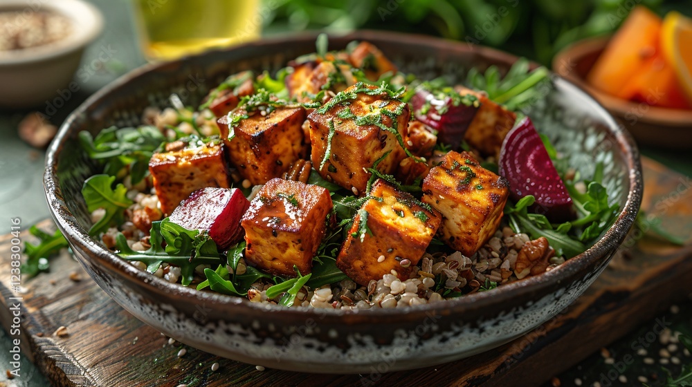 Tofu salad with buckwheat groats roasted beets Tofu salad with buckwheat groats roasted beets