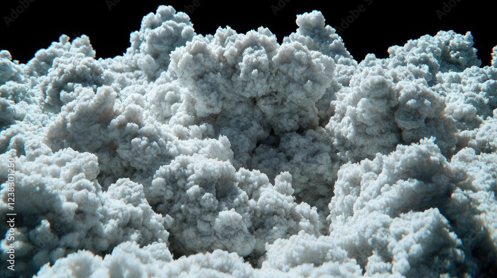 Dense white cloudscape, atmospheric texture, black background, ideal for backgrounds