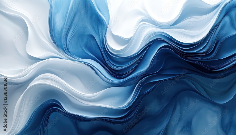 Ocean Blue and White Fluid Textures Flowing in Soft Elegant Curves Ocean Blue and White Fluid Textures Flowing in Soft Elegant Curves