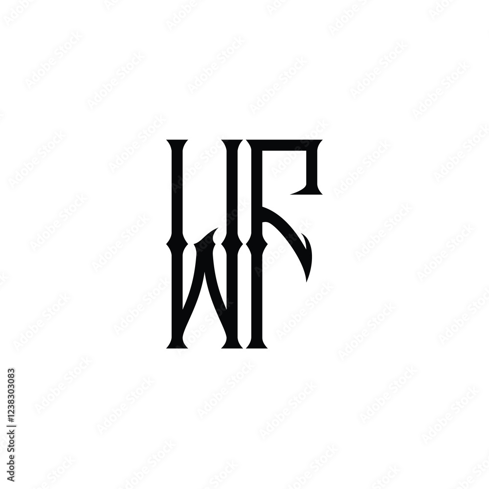 WF monogram logo design letter text name symbol monochrome logotype alphabet character simple logo WF monogram logo design letter text name symbol monochrome logotype alphabet character simple logo