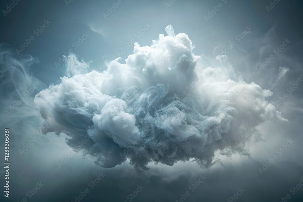 Naklejka premium Softly illuminated misty cloud texture with gentle wisps of white and grey, white clouds, soft light, natural scenery