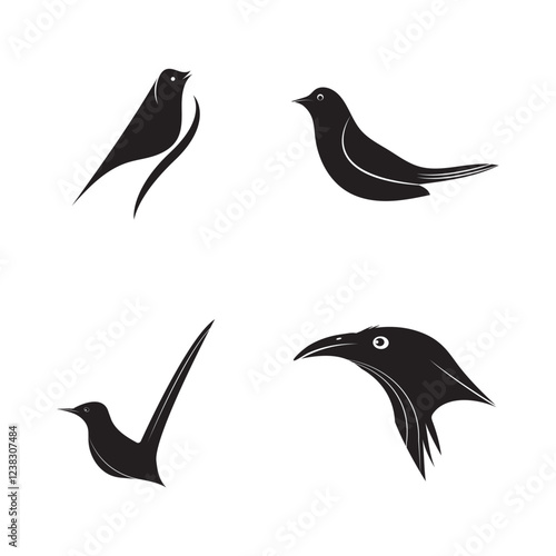 bird stone magpie icon vector illustration template design