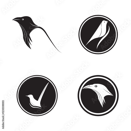 bird stone magpie icon vector illustration template design