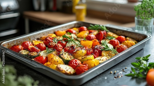Wallpaper Mural Roasting Colorful Vegetables at Home Food Photography Kitchen Setting Cozy Atmosphere Homecook Delight Torontodigital.ca