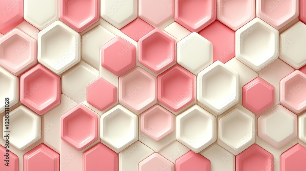 Pink and white hexagons wall texture background Pink and white hexagons wall texture background