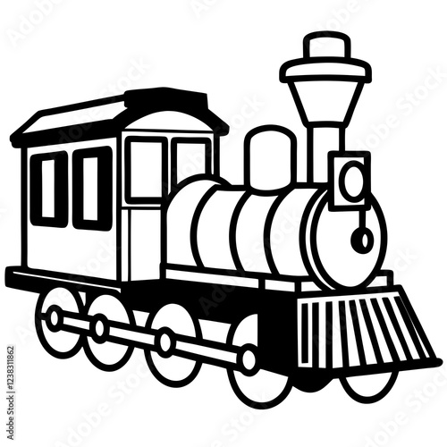 Vintage Train Cartoon Clipart Illustration