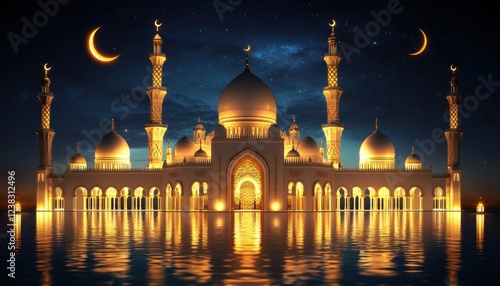 Wallpaper Mural Grand Mosque at Night: A Breathtaking Ramadan Scene in the UAE. Torontodigital.ca