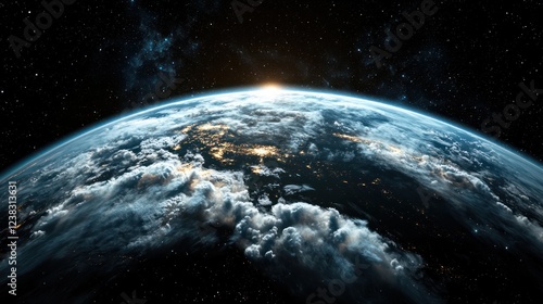 Wallpaper Mural A breathtaking view of Earth from space, showcasing clouds and city lights. Torontodigital.ca