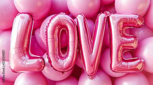 Rubber balloons shaped like the letters spelling out the word 'LOVE'. Valentine's day conccept photo