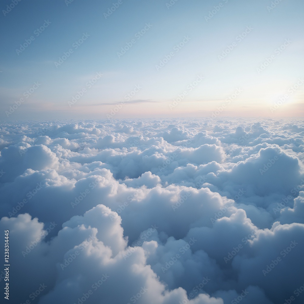 Fototapeta premium Endless Layers Of Soft White Clouds Beneath A Blue Sky.