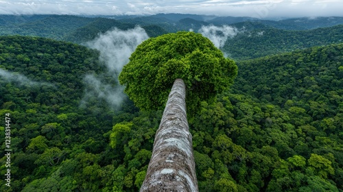 Wallpaper Mural A towering tree rises above a lush forest, showcasing the beauty of nature and biodiversity. Torontodigital.ca