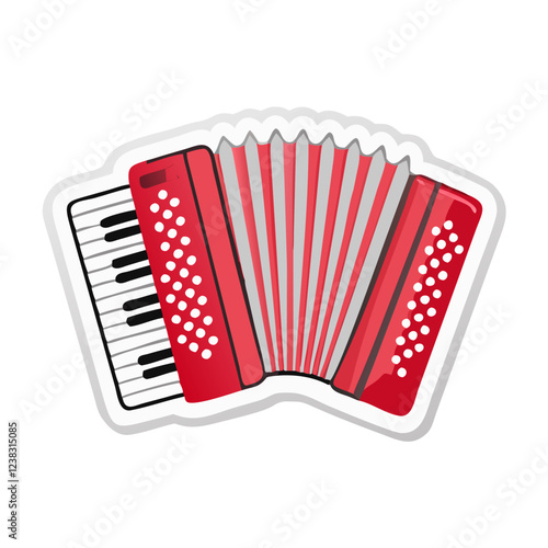 Red accordion musical instrument sticker