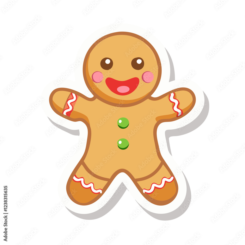 Smiling gingerbread man cookie sticker Smiling gingerbread man cookie sticker