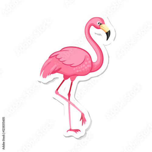 Walking flamingo bird sticker