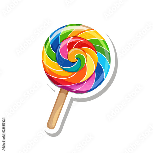 Colorful rainbow lollipop candy sticker