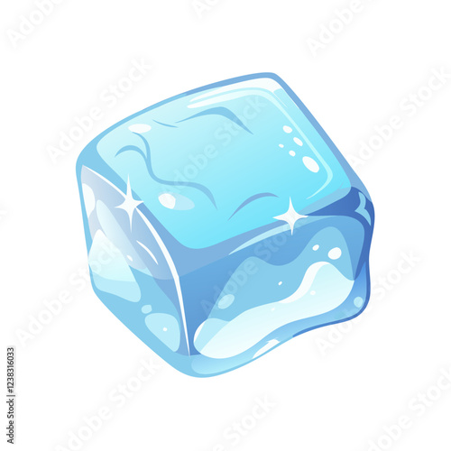 Frozen ice cube blue illustration sticker