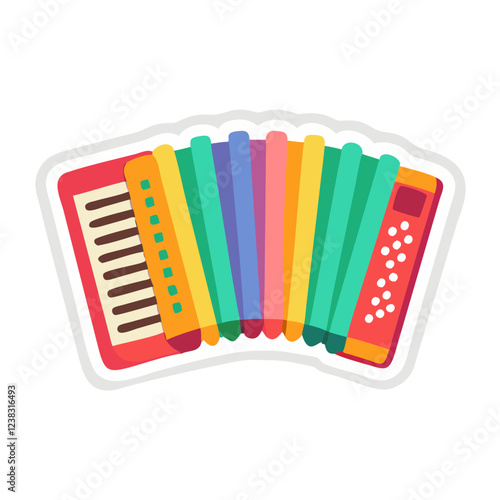 Colorful accordion illustration sticker